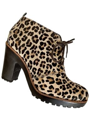 SPERRY Pony Hair Animal Leopard Print Ankle Boot Booties 6!